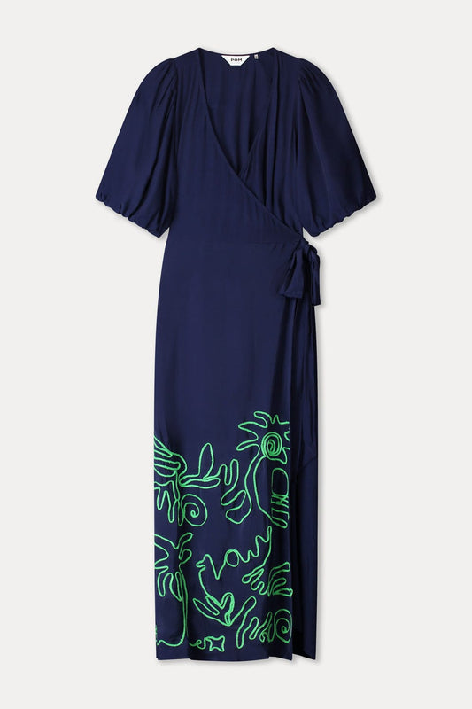 POM Amsterdam Dresses DRESS - Beach Vibes Tape Night Blue