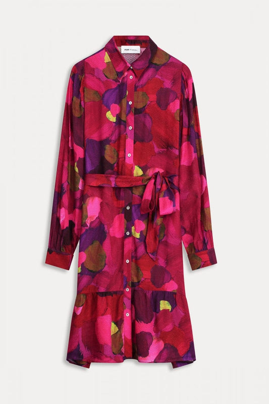 POM Amsterdam Dresses DRESS - Brushwork Fiery Pink