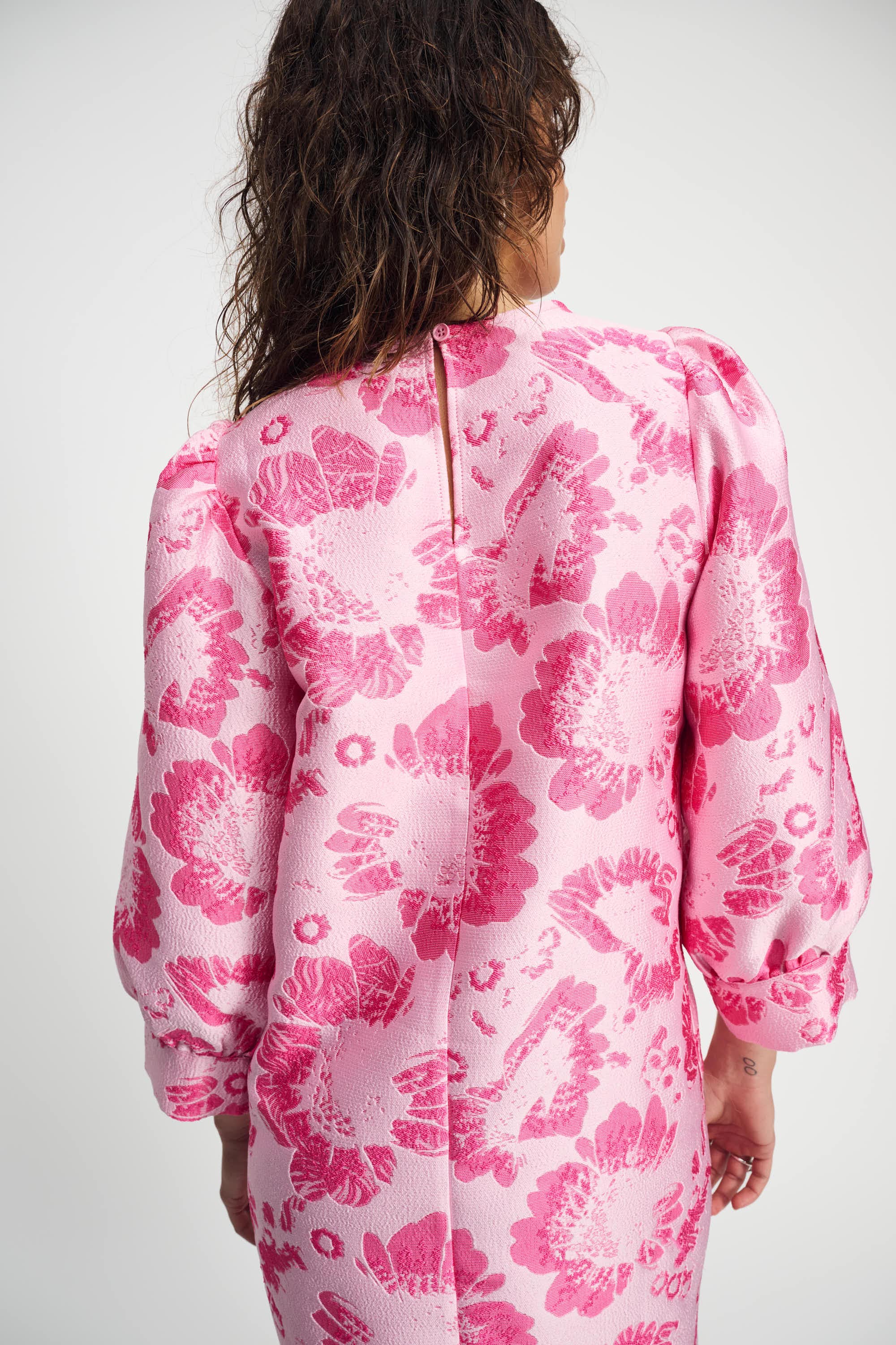 POM Amsterdam Dresses DRESS - Floral Jacquard Raspberry
