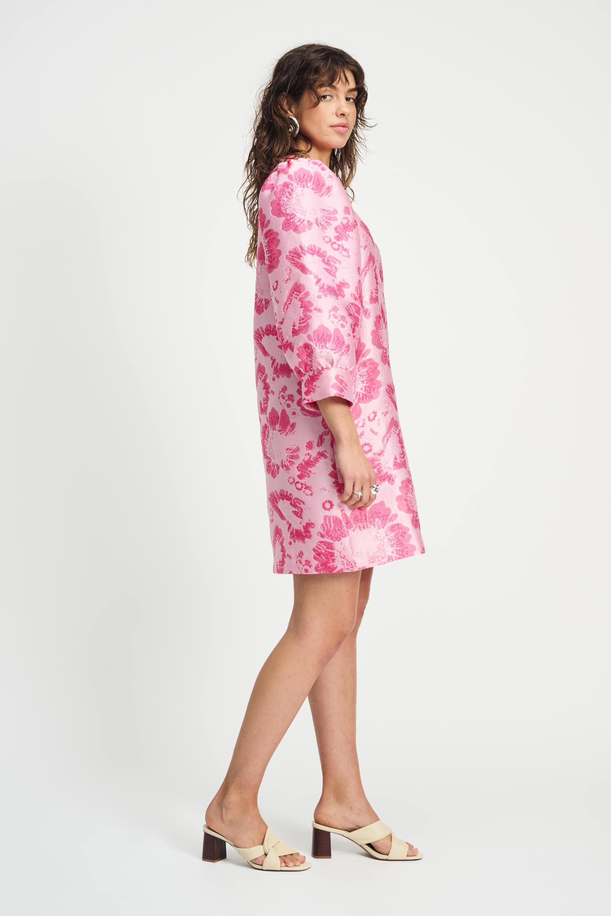 POM Amsterdam Dresses DRESS - Floral Jacquard Raspberry