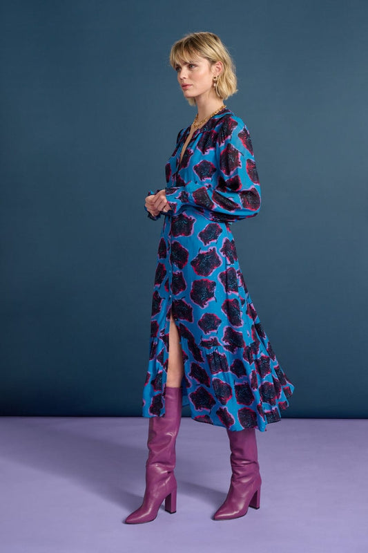 POM Amsterdam Dresses DRESS - Flower Pop Blue