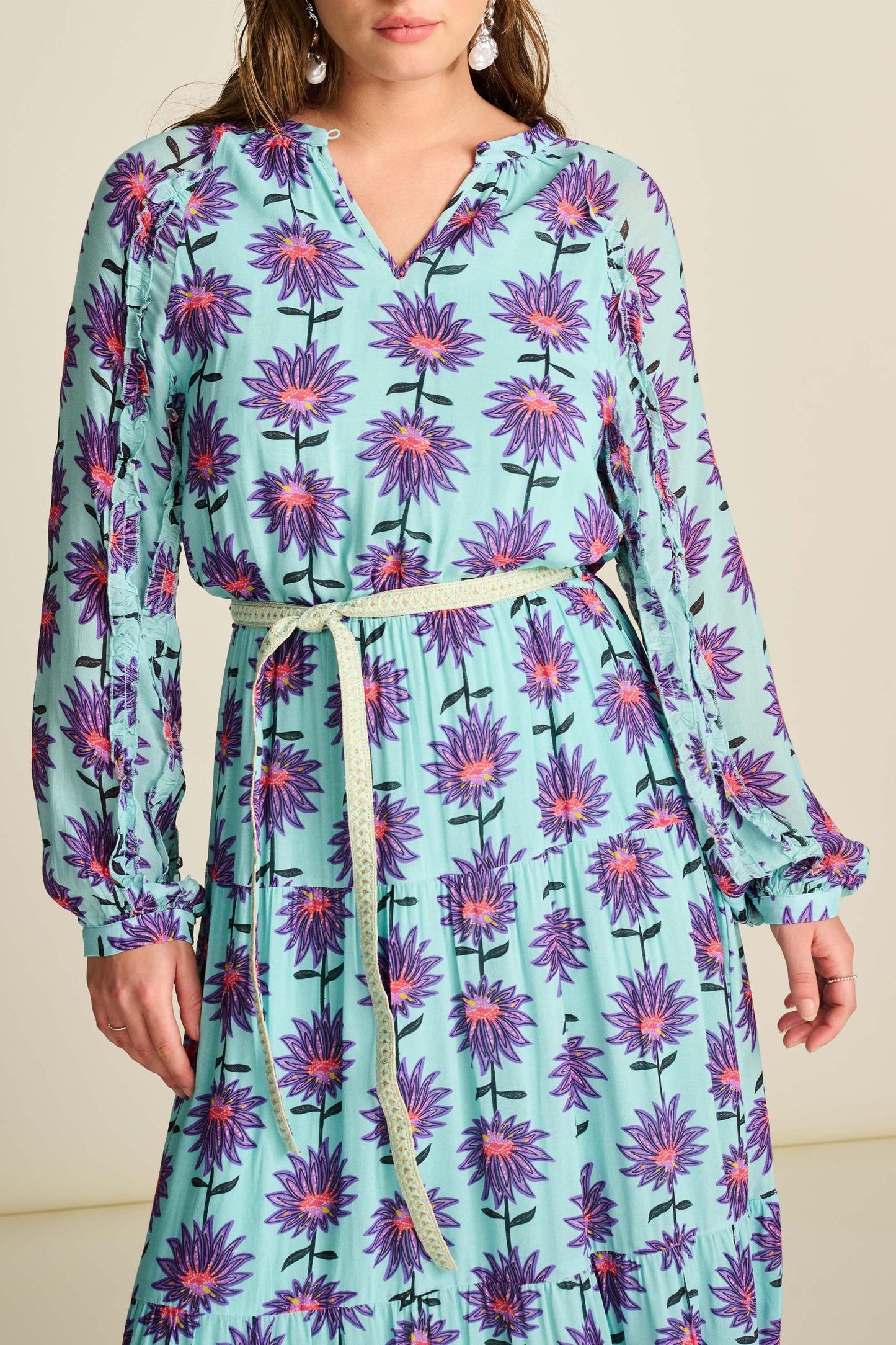 POM Amsterdam Dresses DRESS - Georgie Flower Aqua