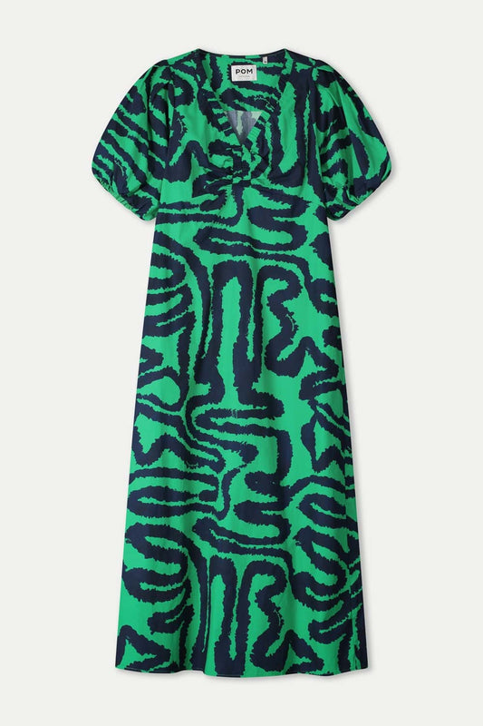 POM Amsterdam Dresses DRESS - Poplin Waves Green