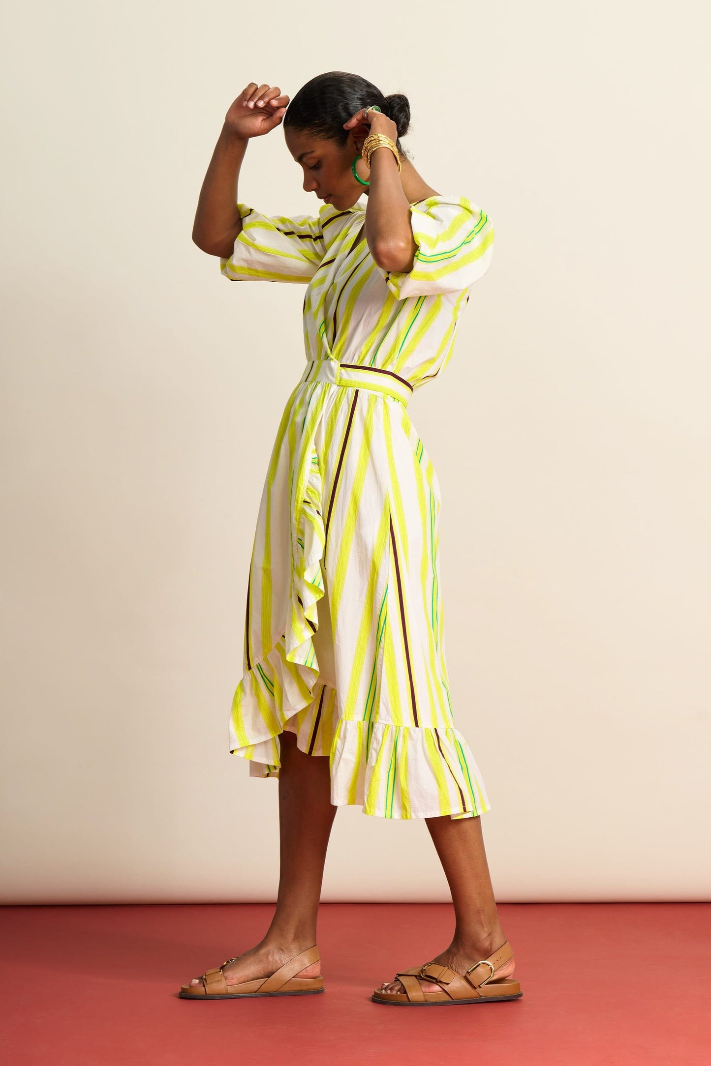 POM Amsterdam Dresses DRESS - Striped Lemon