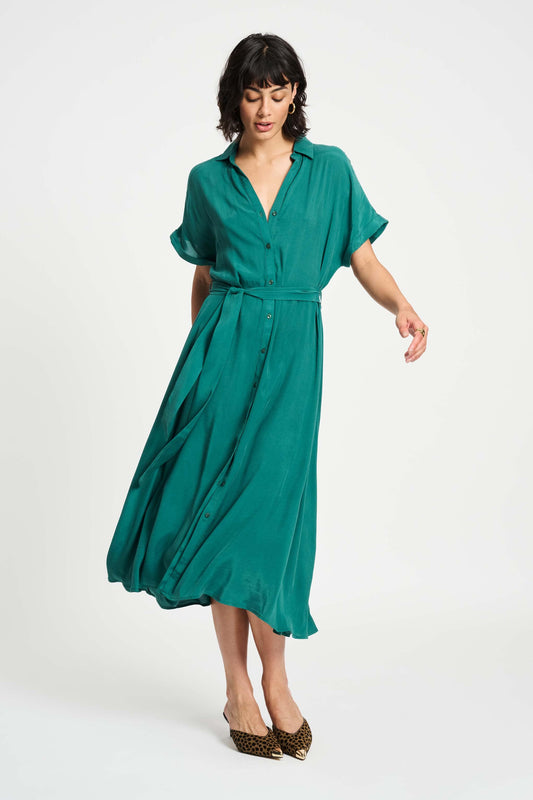POM Amsterdam Dresses Green / 34 DRESS - Lynn Pacific Green
