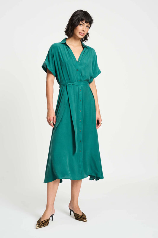 POM Amsterdam Dresses Green / 34 DRESS - Lynn Pacific Green