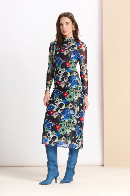 POM Amsterdam Dresses Multi colour / 34 DRESS - Flower Glory Multi Slim