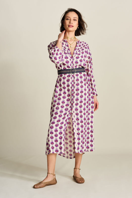 POM Amsterdam Dresses Multi colour / 34 DRESS - Stella Flower Ecru