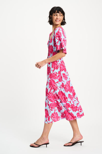 POM Amsterdam Dresses Multi colour / 34 DRESS - Urban Flora Blue