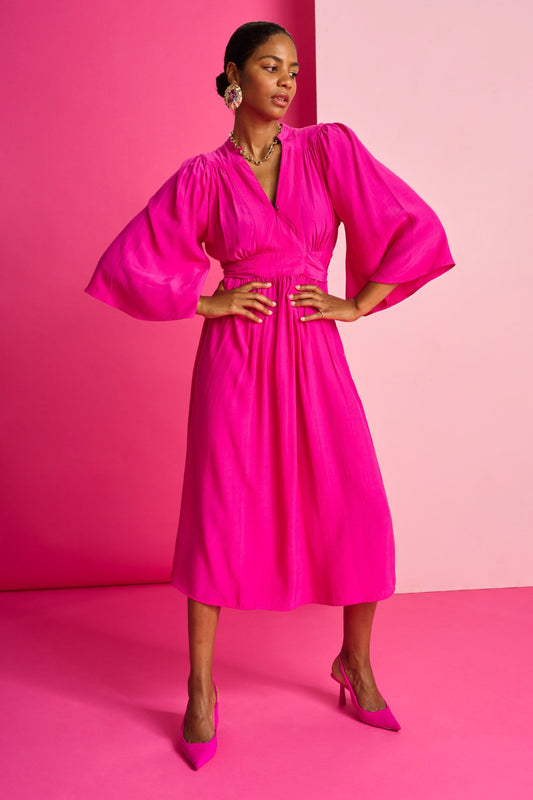 POM Amsterdam Dresses Pink / 34 DRESS - Imperial Fuchsia