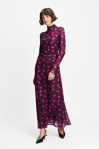 POM Amsterdam Dresses Purple / 34 DRESS - Amber Disco Dots