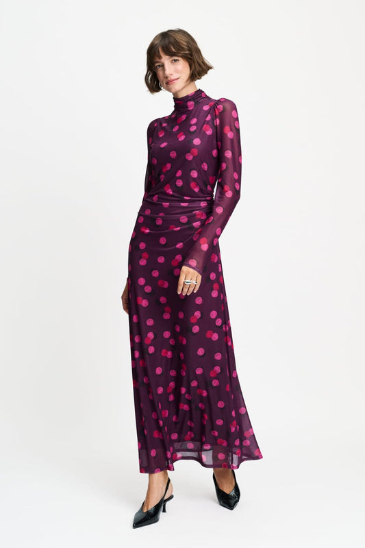 POM Amsterdam Dresses Purple / 34 DRESS - Amber Disco Dots