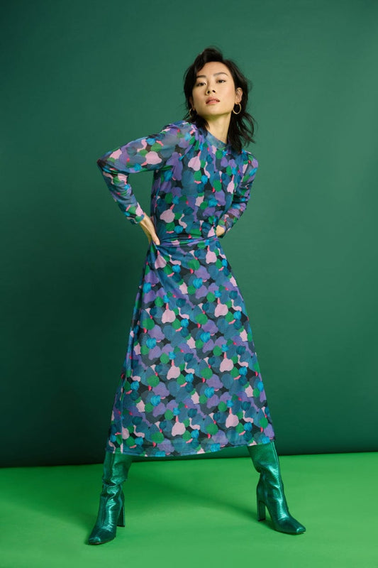 POM Amsterdam Dresses Purple / 34 DRESS - Brushwork Lilac Slim