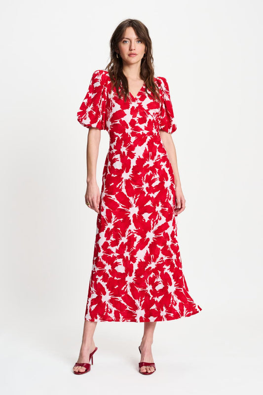 POM Amsterdam Dresses Red / 34 DRESS - Crinkle Bubble Bloom Red