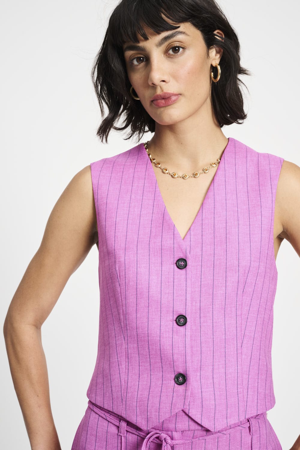 POM Amsterdam Gilets GILET - Rose Doux Striped