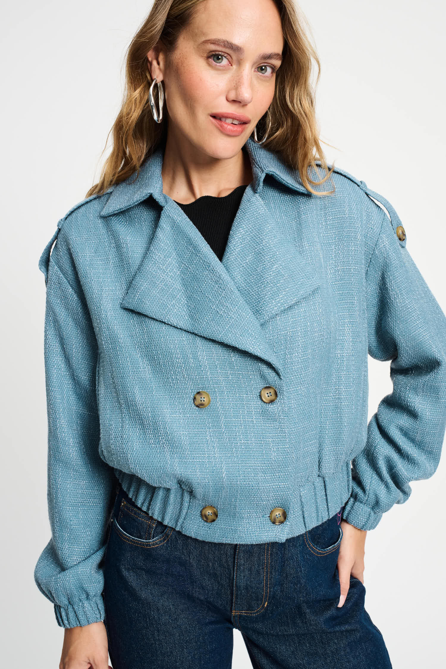 POM Amsterdam Jackets Blue / 34 JACKET - Bouclé Dawn Blue