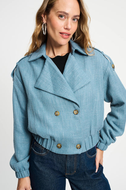 POM Amsterdam Jackets Blue / 34 JACKET - Bouclé Dawn Blue