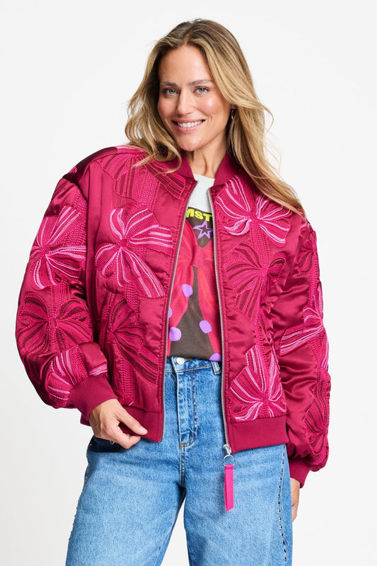 POM Amsterdam Jackets Red / 34 JACKET - Ashley Embroidery Bows