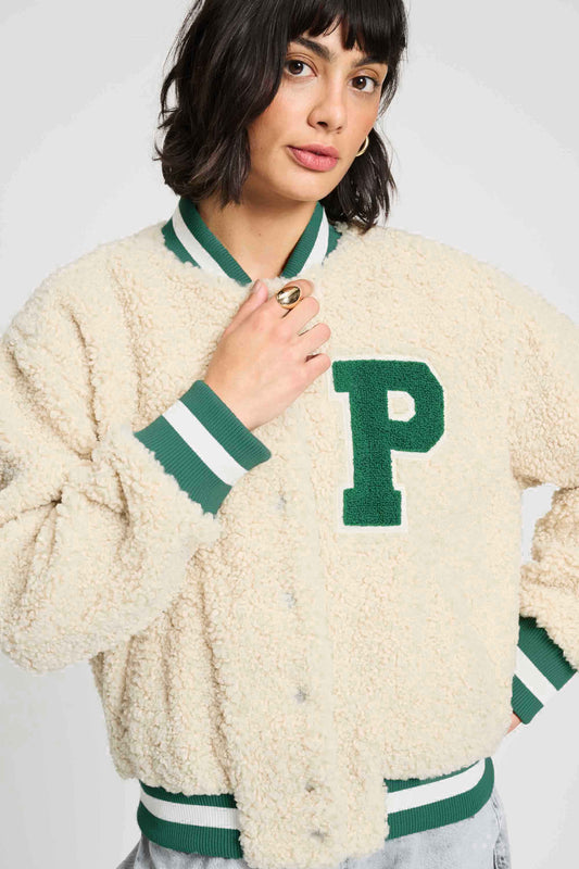 POM Amsterdam Jackets White / 34 JACKET - Teddy Baseball Ecru
