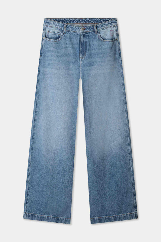 POM Amsterdam Jeans JEANS - Baggy Wideleg Mid Blue