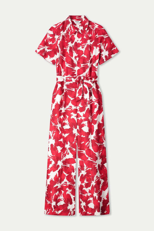 POM Amsterdam Jumpsuits JUMPSUIT - Bubble Bloom Red Linen