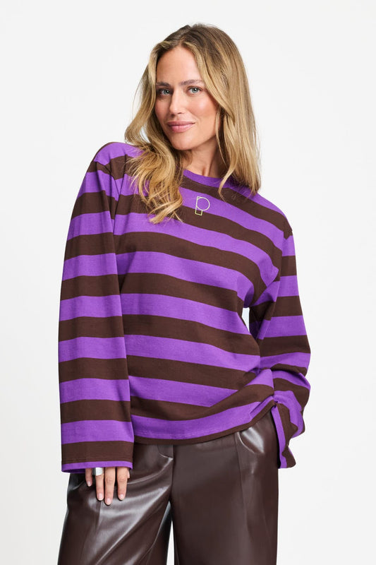 POM Amsterdam Longsleeves Multi colour / 34 LONGSLEEVE - Joy Striped Brown Purple
