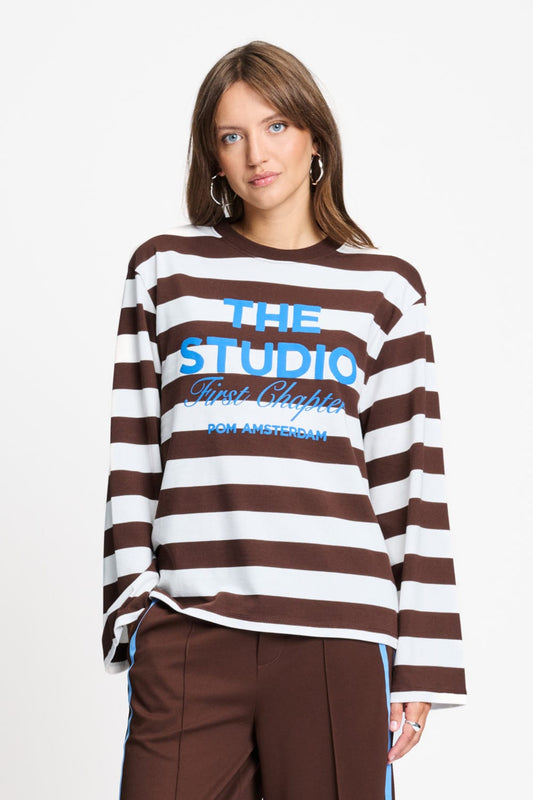 POM Amsterdam Longsleeves Multi colour / 34 LONGSLEEVE - Joy Striped Brown White