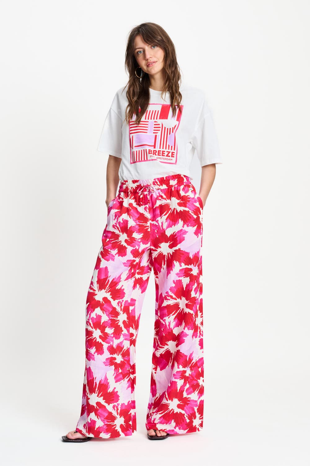 POM Amsterdam Pants Multi colour / 34 PANTS - Bubble Bloom Lavender Linen