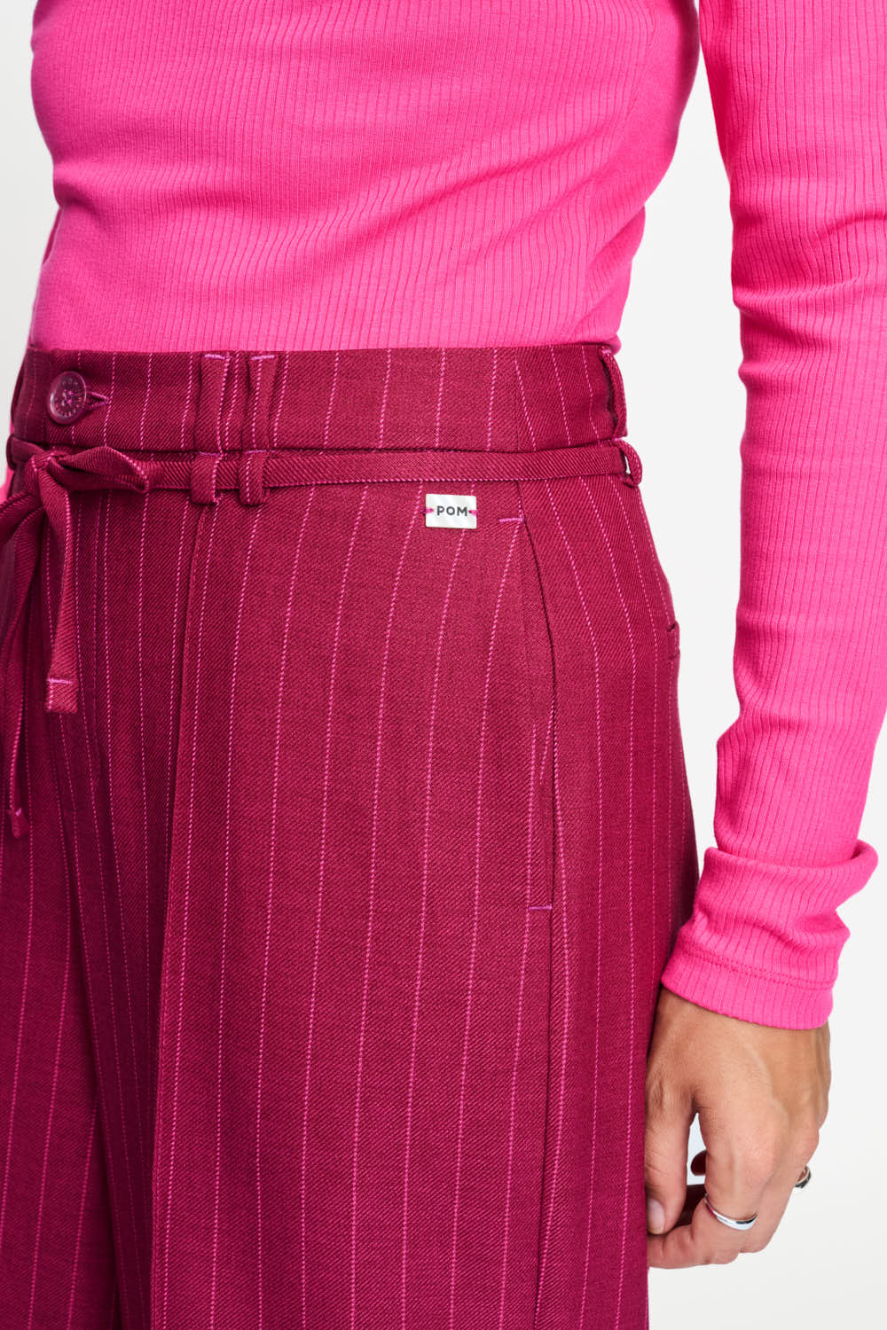 POM Amsterdam Pants PANTS - Jess Striped Burgundy Red