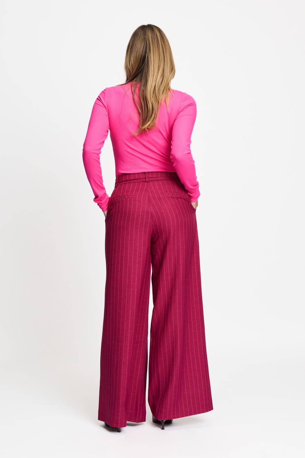 POM Amsterdam Pants PANTS - Jess Striped Burgundy Red