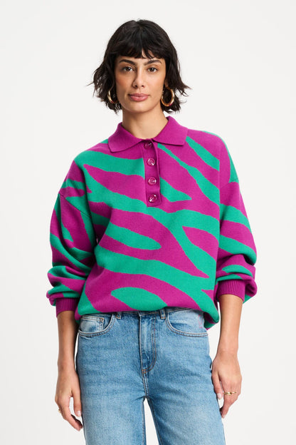 POM Amsterdam Pullovers Multi colour / 34 PULLOVER - Polo Animal Purple