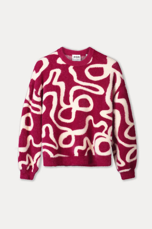 POM Amsterdam Pullovers PULLOVER - Frida Bow Burgundy Red