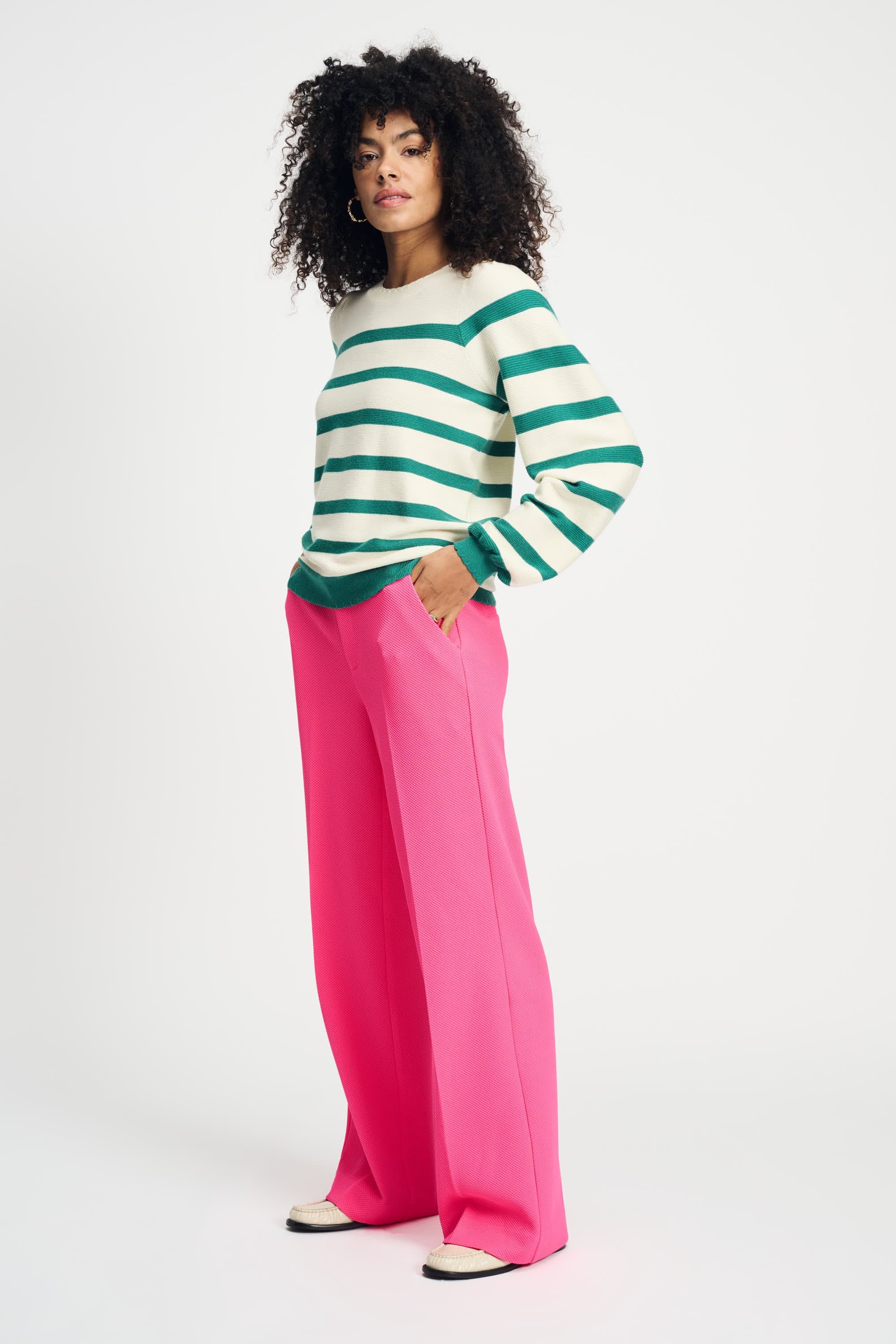 POM Amsterdam Pullovers PULLOVER - Striped Fresh Green