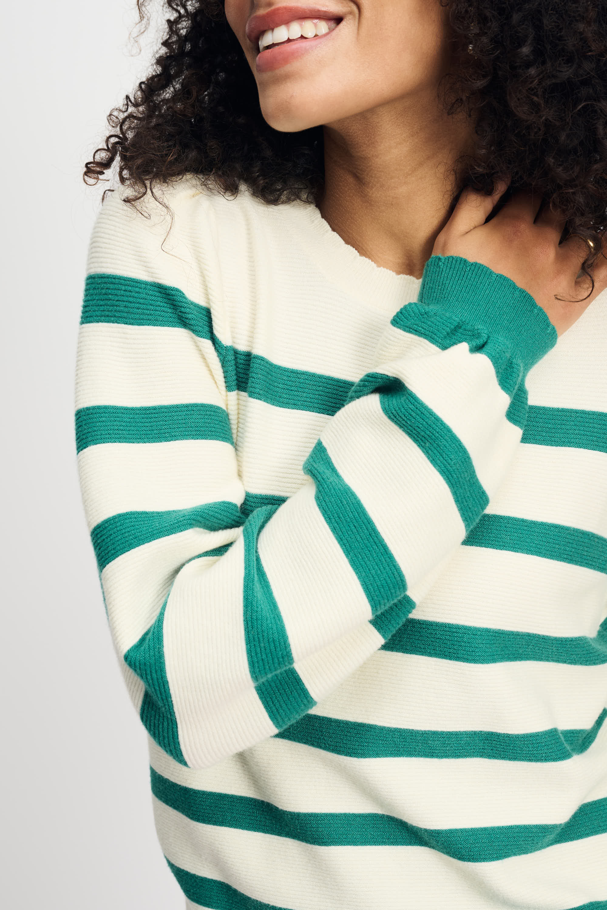 POM Amsterdam Pullovers PULLOVER - Striped Fresh Green