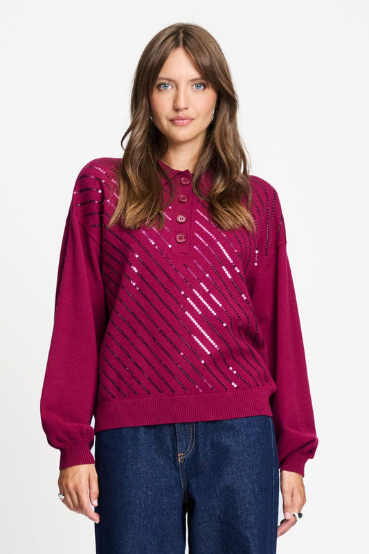 POM Amsterdam Pullovers Red / 34 PULLOVER - Hailey Burgundy Red