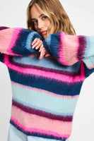 POM Amsterdam Pullovers SWEATER - Brushed Stripes Blue