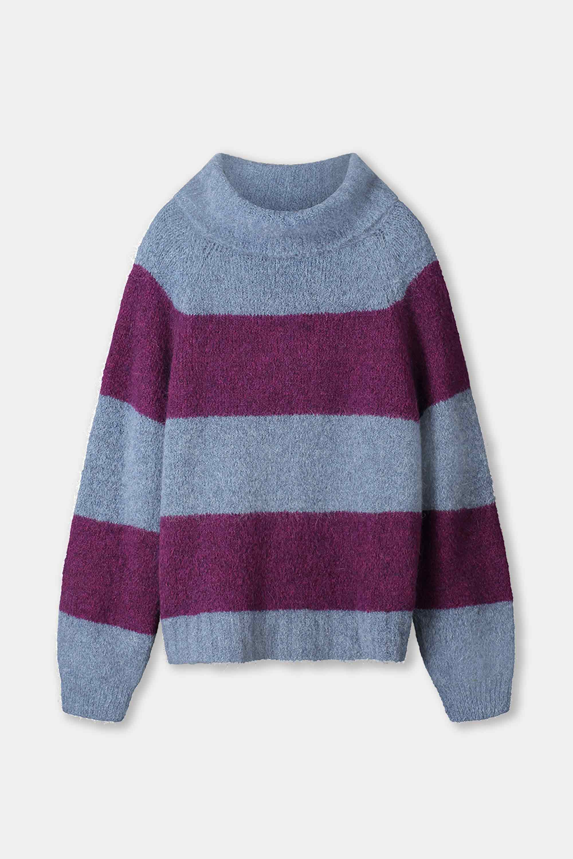 POM Amsterdam Pullovers SWEATER - Plum Stripes