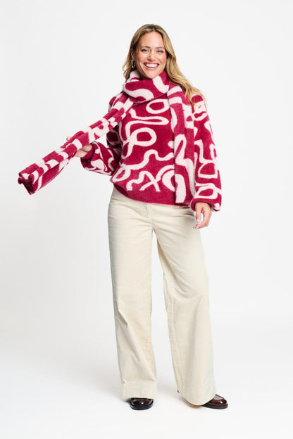 POM Amsterdam Scarves Red / OS SHAWL - Lou Bow Burgundy Red