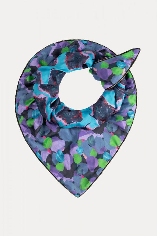 POM Amsterdam Shawls Blue / OS SHAWL - Double Flower Pop Blue