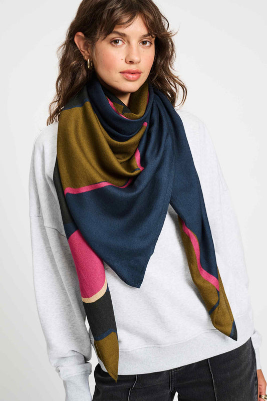 POM Amsterdam Shawls Blue / OS SHAWL - Fleurs Parfaites