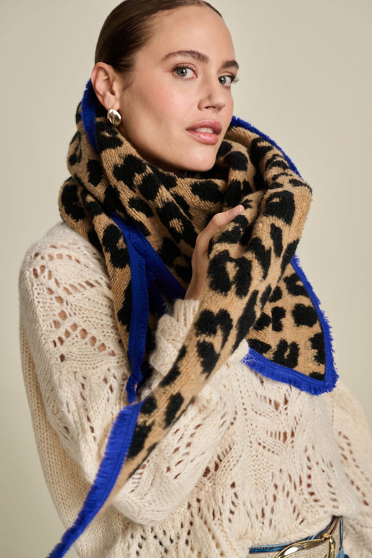 POM Amsterdam Shawls Brown / OS SHAWL - Animal Sand Black