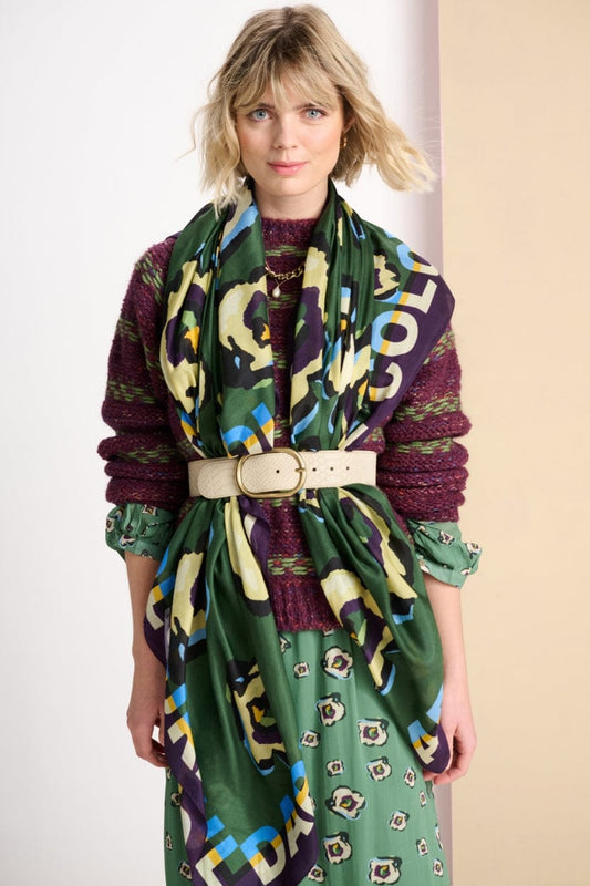 POM Amsterdam Shawls Green / OS SHAWL - Flower Swirl Green
