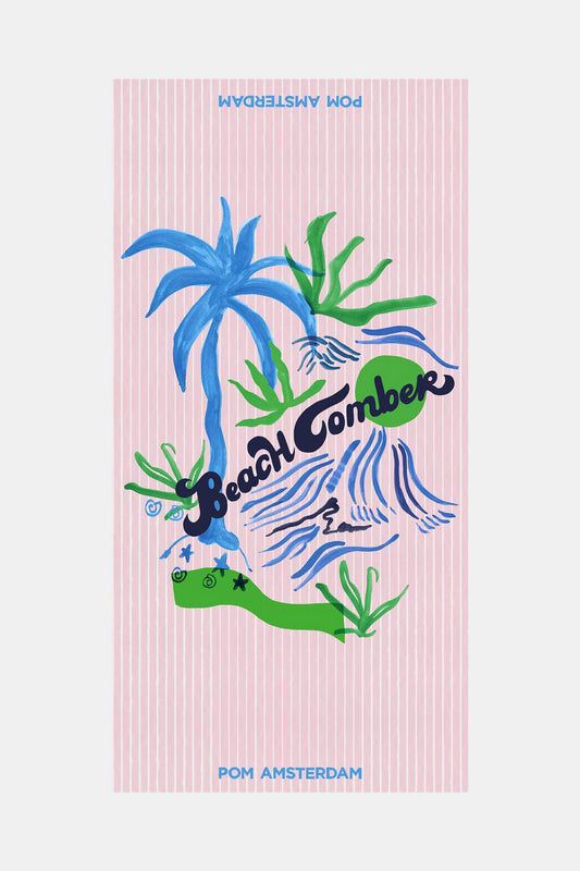 POM Amsterdam Shawls Green / OS SHAWL - Palm Trees Stripes Linen