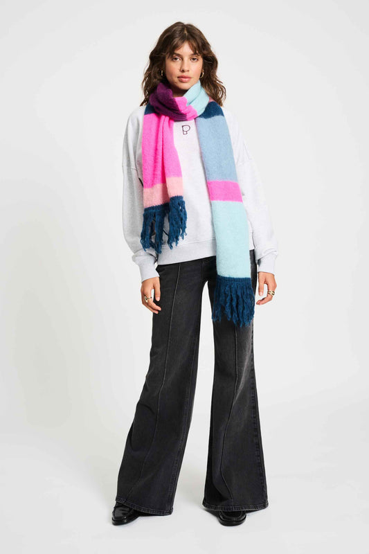 POM Amsterdam Shawls Multi colour / OS SHAWL - Brushed Stripes Blue