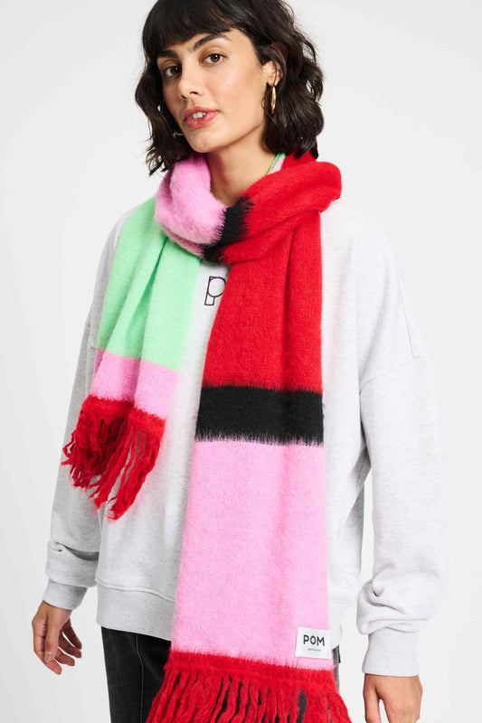 POM Amsterdam Shawls Multi colour / OS SHAWL - Brushed Stripes Green