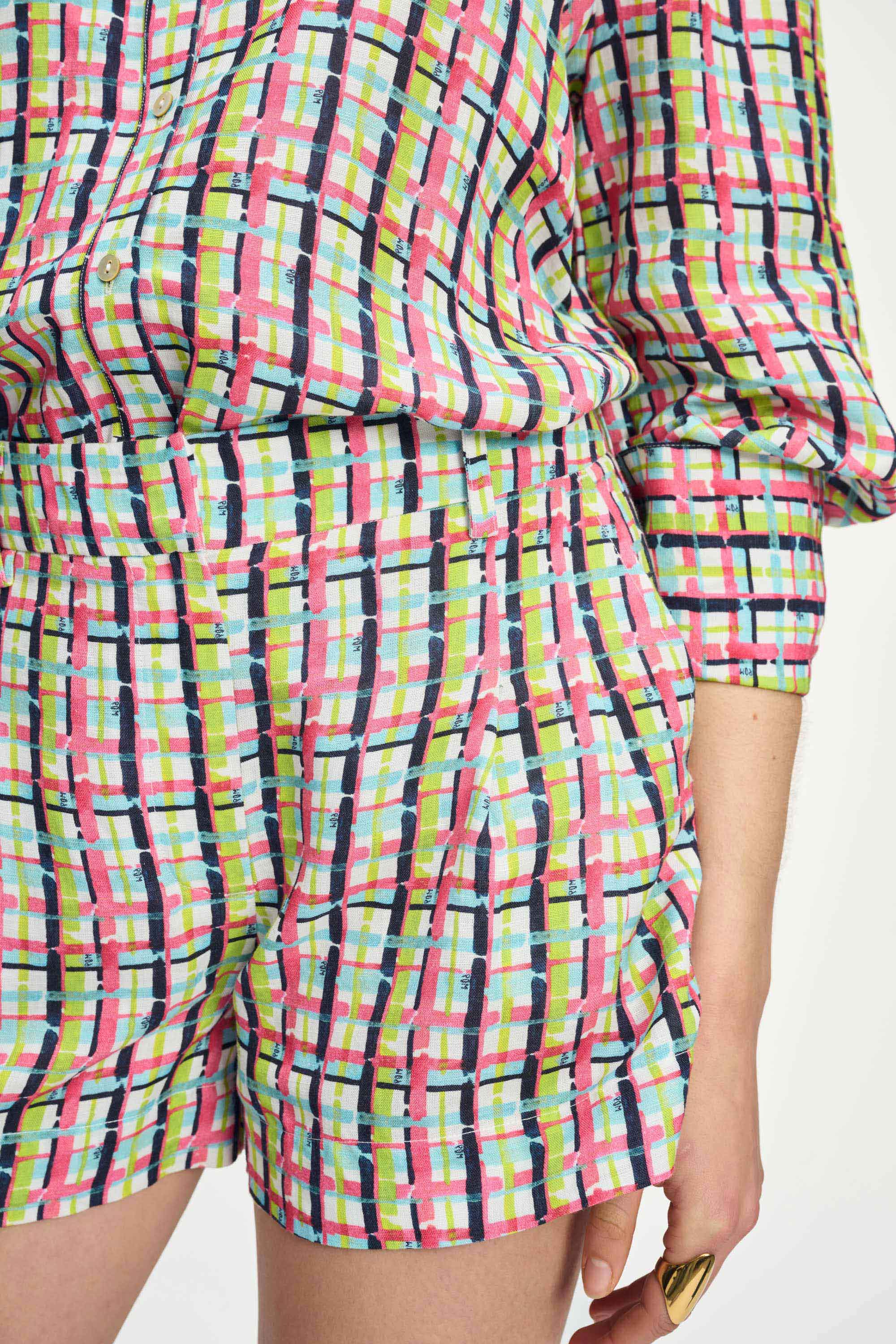POM Amsterdam Shorts SHORTS - Brushwork Check Linen