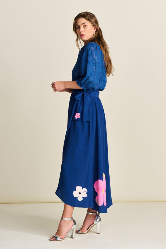 POM Amsterdam Skirts Blue / 34 SKIRT - Ink Blue Blossom