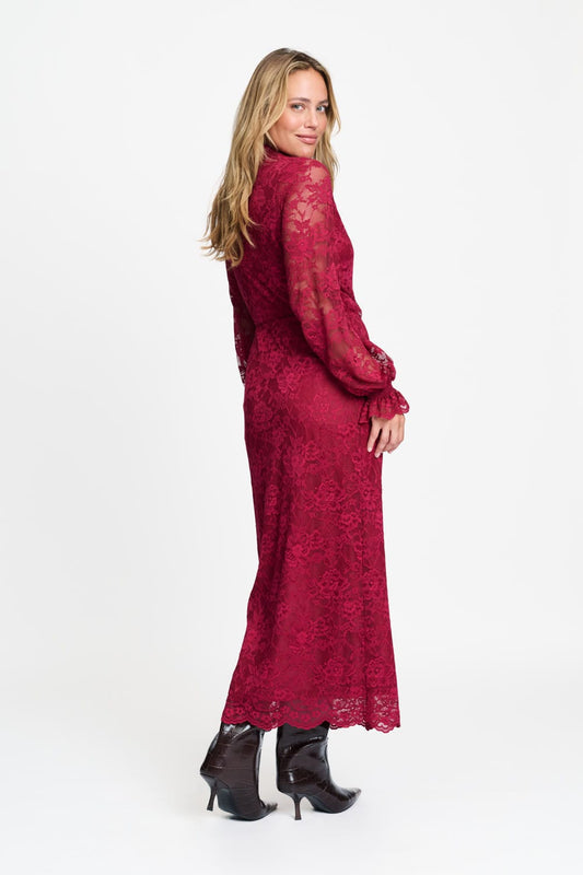 POM Amsterdam Skirts Red / 34 SKIRT - Holly Lace Burgundy Red