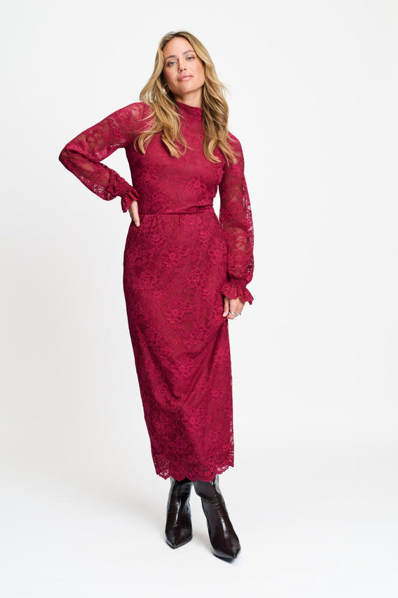 POM Amsterdam Skirts SKIRT - Holly Lace Burgundy Red