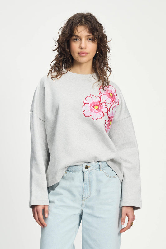 POM Amsterdam Sweaters Grey / 34 SWEATER - Floral Grey Melange